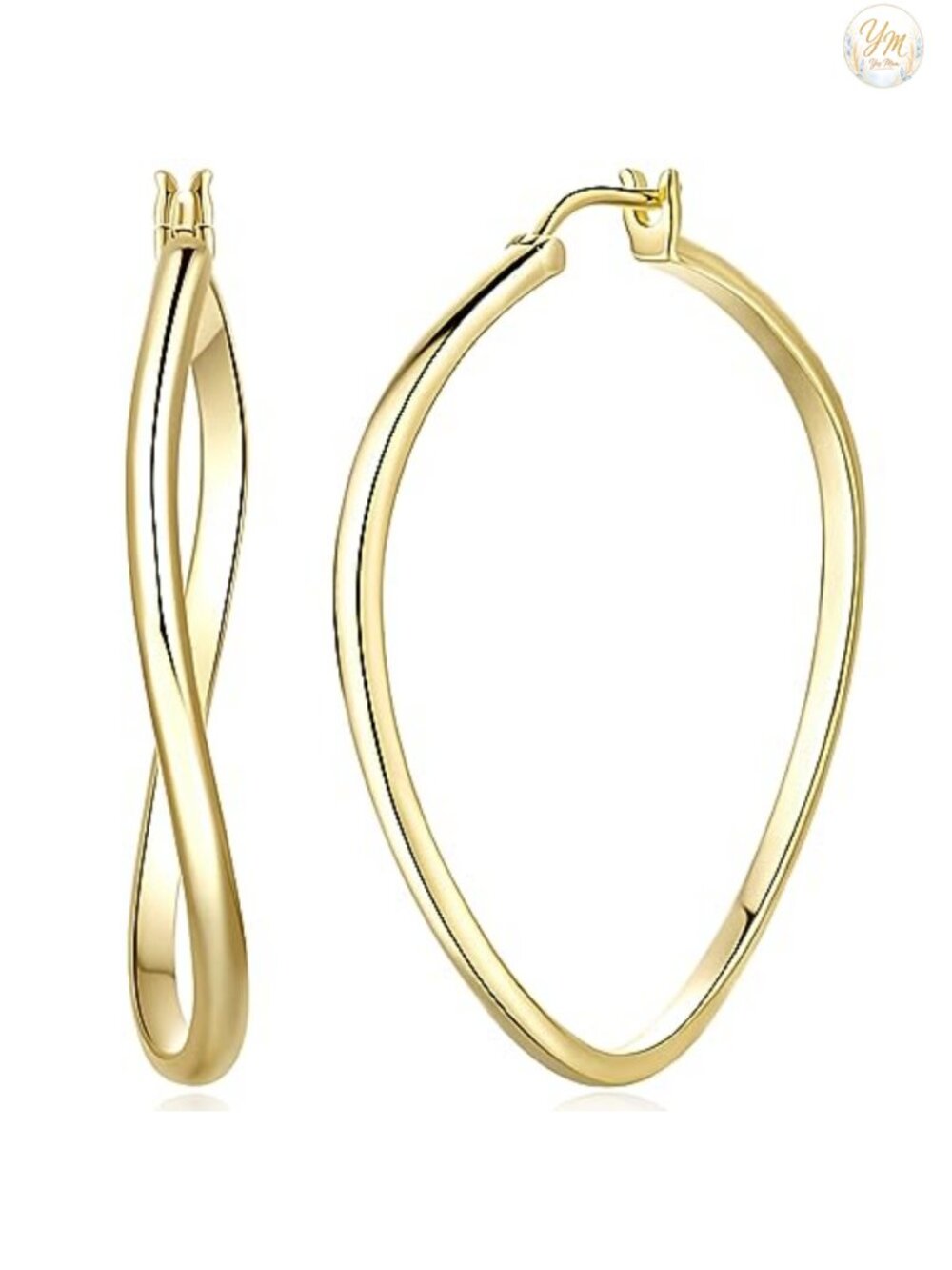 40mm 14K Gold Plated Twisted Hoop Earrings for Women Large Bold Hoops